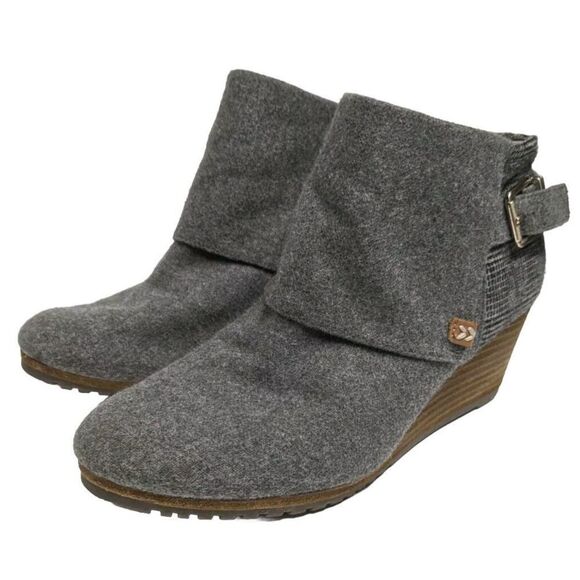 Dr Scholl's Ankle Boots Women Size 7.5 Gray Flannel Wedge Booties Winter Seasons - Picture 1 of 15
